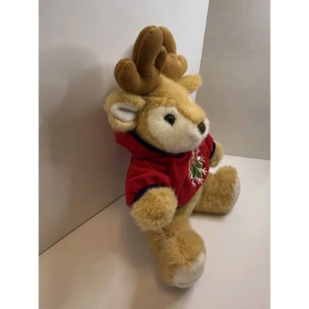 Tb Toy Company Plush Reindeer Red Hoodie Snowflake Holly 12" - Picture 2 of 5